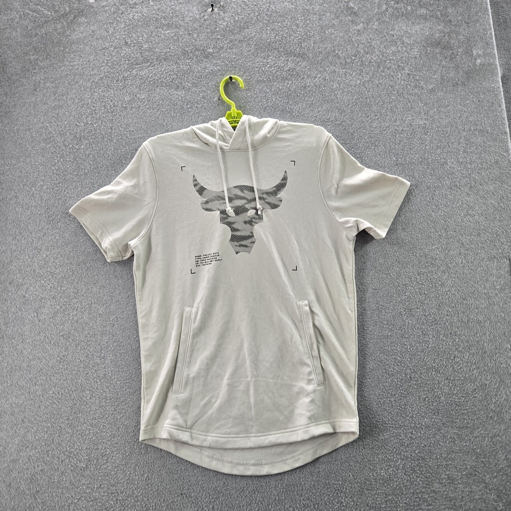 Under Armour x Project Rock Men Sweatshirt S White Graphic Bull Head Gorpcore